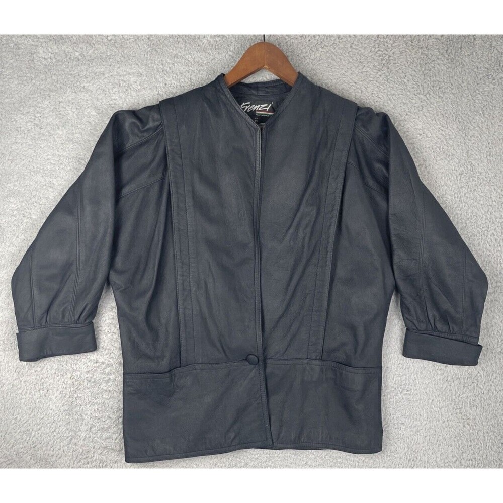 Vintage 80s Frenzi New Zealand Lambsuede Jacket Womens 14 Tall Black